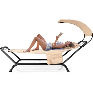 Patio Hanging Chaise Lounge Chair with Canopy